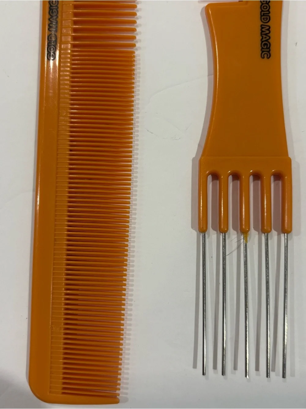 Vintage Gold Magic Hair Pick Lift Comb Set Orange